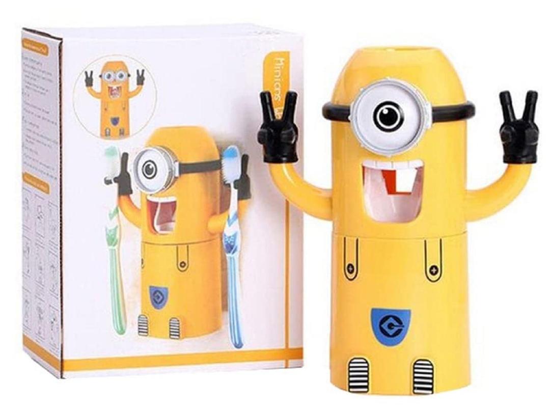 Cartoon Little Yellow Man Toothbrush Holder Set with Automatic Toothpaste Dispenser